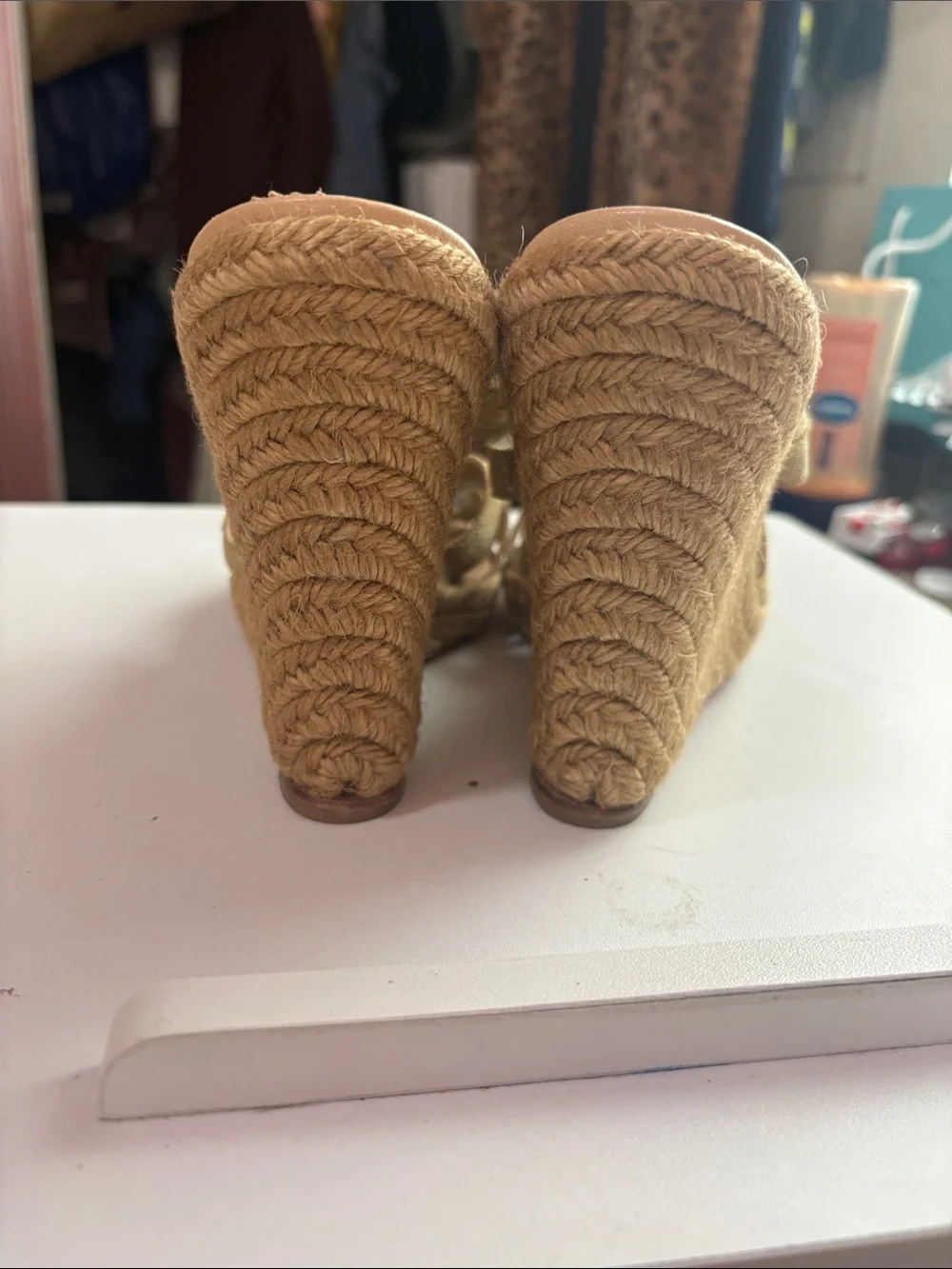 Christian Louboutin Metallic Gold Espadrille Wedge Sandals
